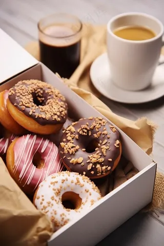 甜甜圈下午茶可口美食甜点摄影图