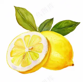 柠檬水果水彩插画免抠