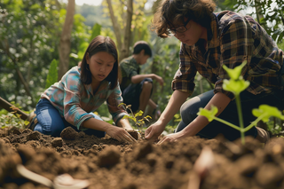 植树树苗保护环境摄影图