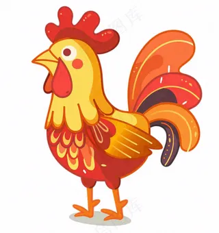 大公鸡雄赳赳彩色十二生肖卡通插画免抠