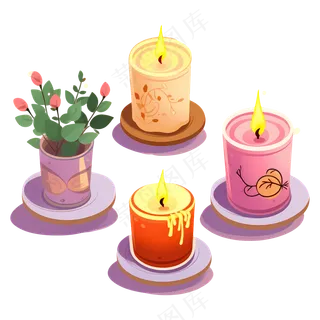 免抠多色卡通蜡烛