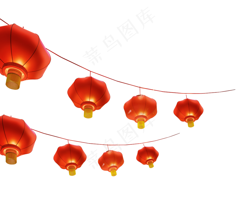 春节国风红色灯笼串