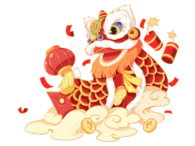 新年舞龙儿童画图片素材 (53)
