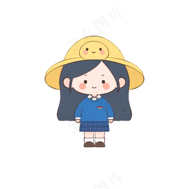 可爱Q版幼稚园小女生-免抠透明底 (3)