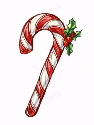 圣诞糖果拐杖糖卡通插画免抠