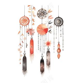 风铃植物鲜花卡通水彩插画免抠