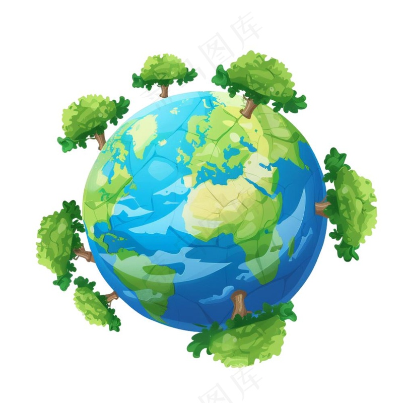 世界地球保护环境绿色卡通插画免抠