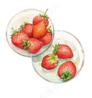 草莓碗卡通插画免抠