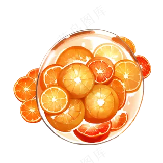 橙色 手绘 橙子 免抠 素材16