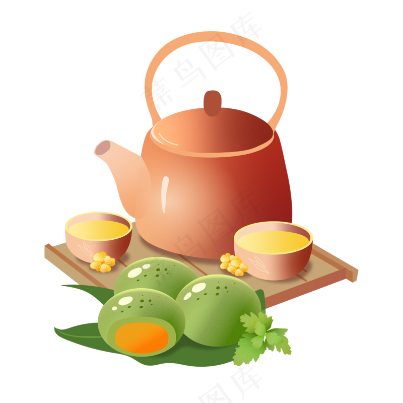 青团 茶壶 踏青 素材eps,ai矢量模版下载