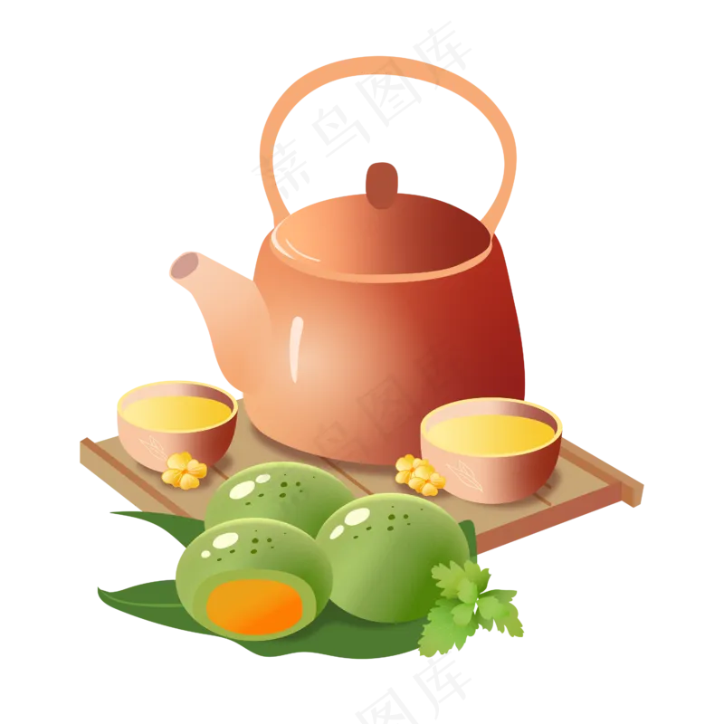青团 茶壶 踏青 素材eps,ai矢量模版下载