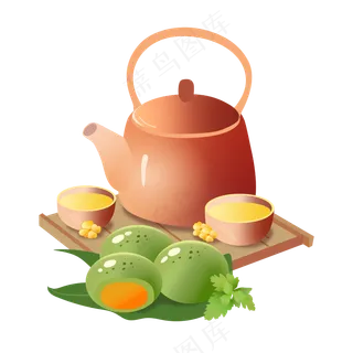 青团 茶壶 踏青 素材