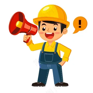 劳动工人安全帽喇叭人物插画免抠