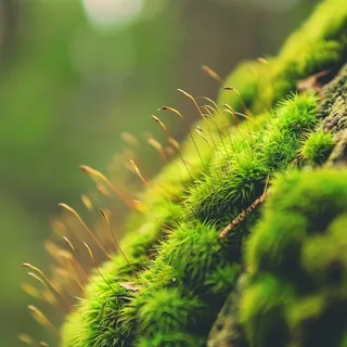 苔藓石壁上生长的苔藓春天摄影图