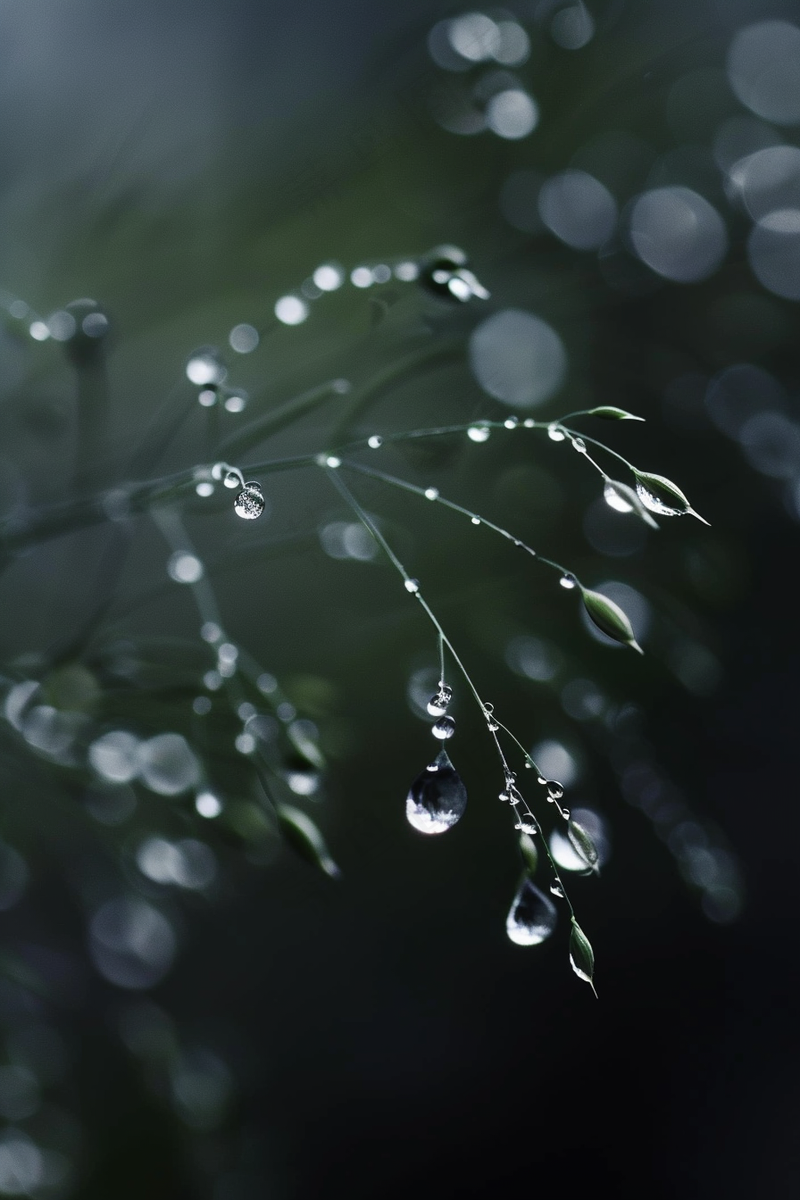 春天梅雨季的植物雨水露珠摄影图(2688x4032)