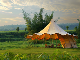 户外露营山顶帐篷云海摄影图