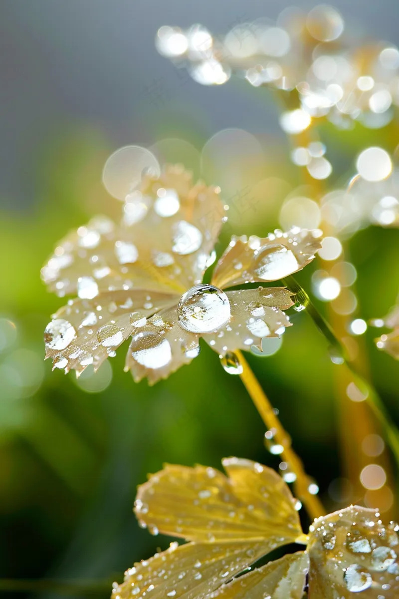 春天梅雨季的植物雨水露珠摄影图(2688x4032)