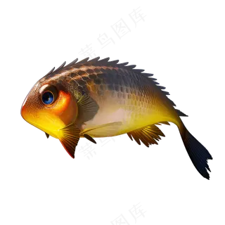 黄色卡通手绘鱼免抠素材9