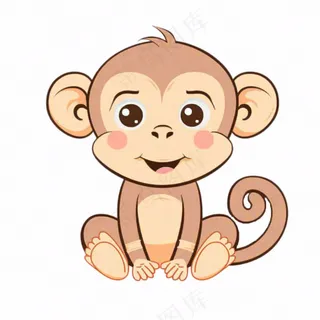 猴子可爱动物卡通插画免抠
