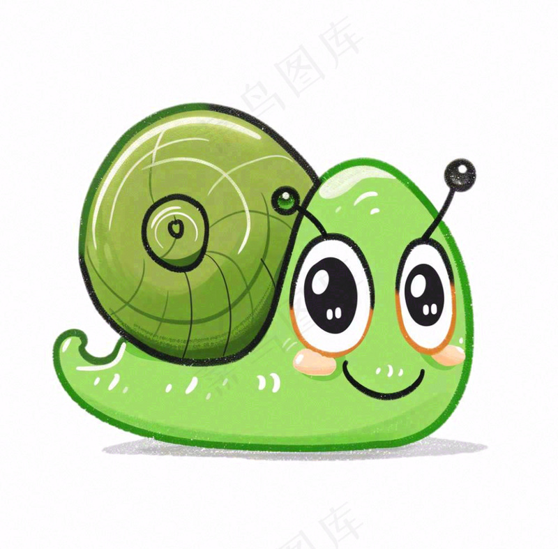 绿色蜗牛昆虫卡通插画免抠(1040x1024)