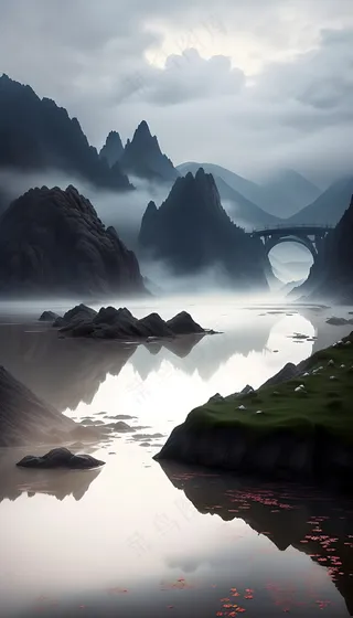 远处是一座仙山