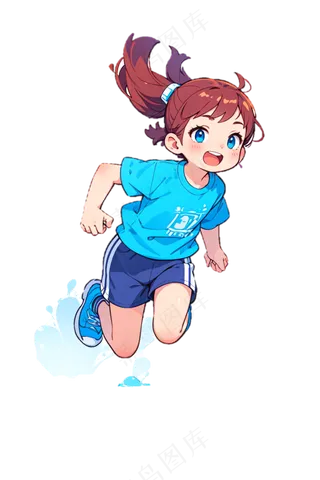 运动女生 六一儿童节 免抠透明底 (3)