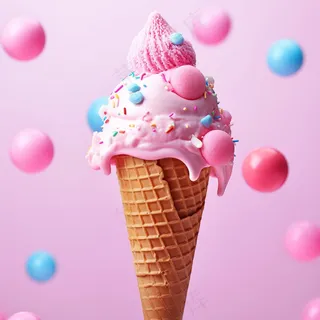 夏日冰淇淋清凉蛋筒甜点摄影图