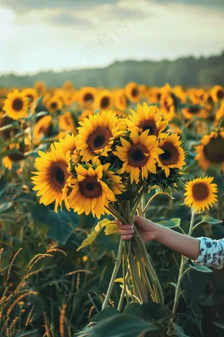 向日葵向阳鲜花摄影图