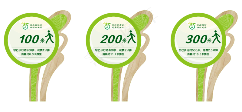 健康步道 草坪牌 距离标识cdr矢量模版下载
