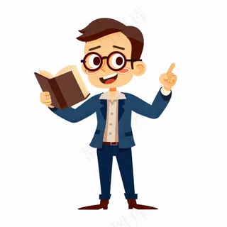 男教师教授老师教书人物卡通插画免抠