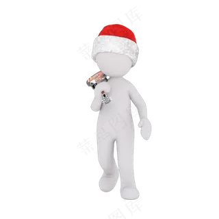 3D圣诞节日白色小人ppt用
