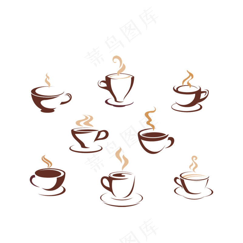 免抠多个咖啡图标