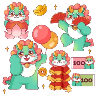 龙年国潮贴纸31psd 源文件 设计 免扣素材