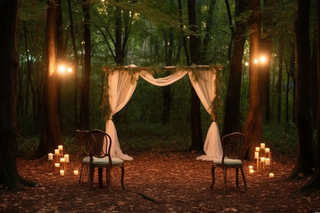 户外婚礼森林夜晚森系摄影图