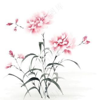 彩色手绘水墨风中国风兰花植物插画免抠