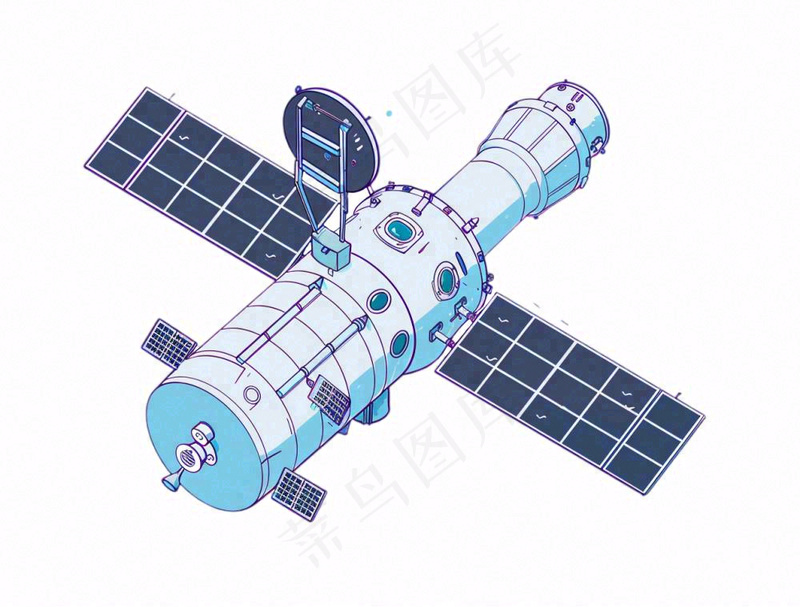 卫星探测器航空卡通插画免抠(1264x960)