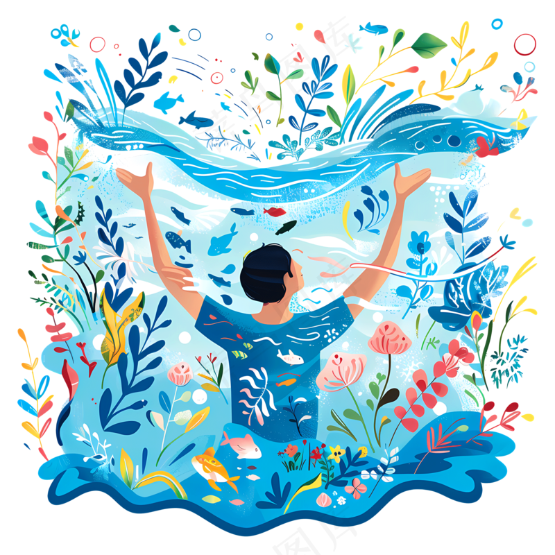 免抠世界水日插画