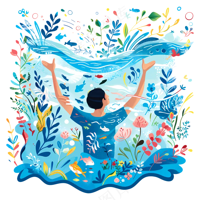 免抠世界水日插画