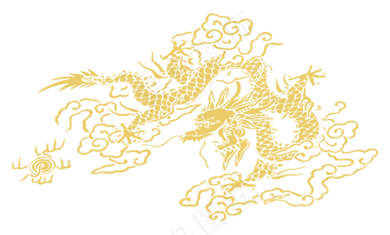 中国风金色龙元素古风水墨龙png免抠透明素材装饰图片PS素材