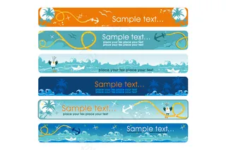 蓝色大海主题Banner矢量免扣AI素材