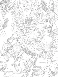 新年舞龙儿童画图片素材 (64)