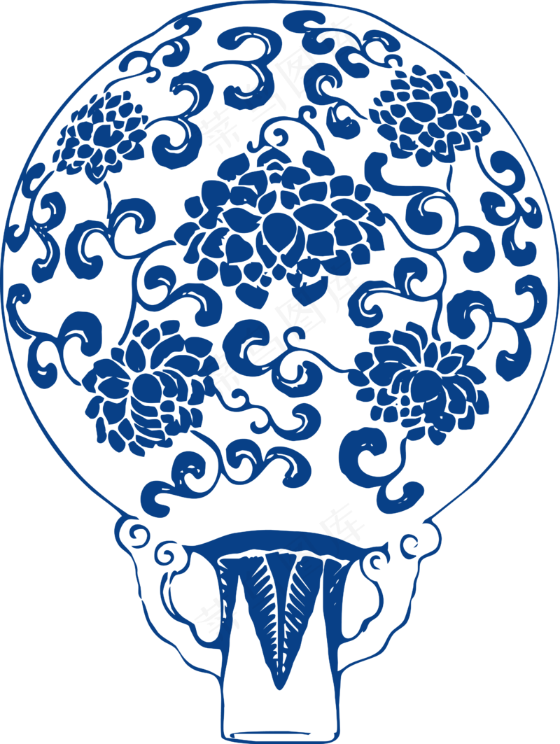 古代青花瓷图案花纹中国风图案祥云纹理传统图腾PNG免扣素材