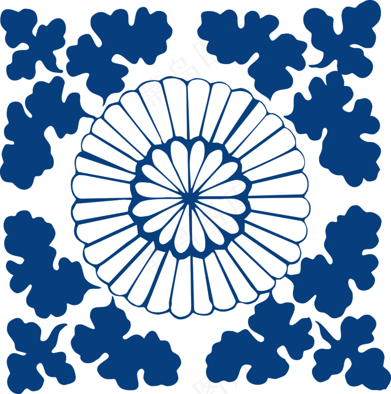 古代青花瓷图案花纹中国风图案祥云纹理传统图腾PNG免扣素材