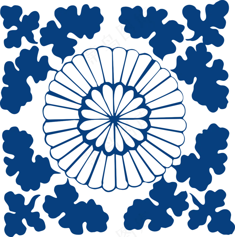 古代青花瓷图案花纹中国风图案祥云纹理传统图腾PNG免扣素材