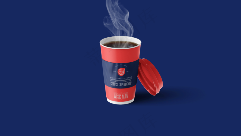 单色背景简约塑料咖啡杯样机7