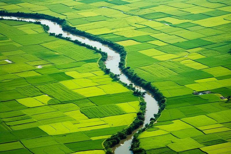 春天农田乡村农村绿色生机摄影图