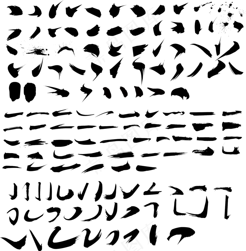 毛笔笔触透明底