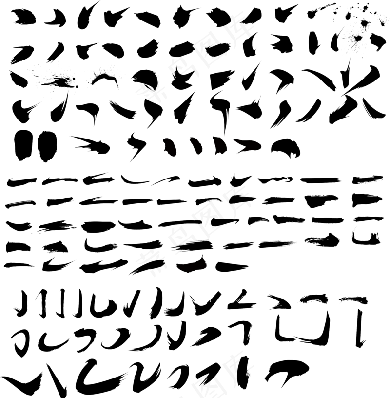 毛笔笔触透明底