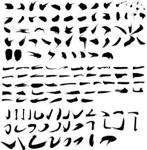 毛笔笔触透明底