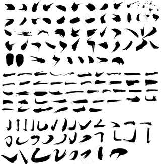 毛笔笔触透明底